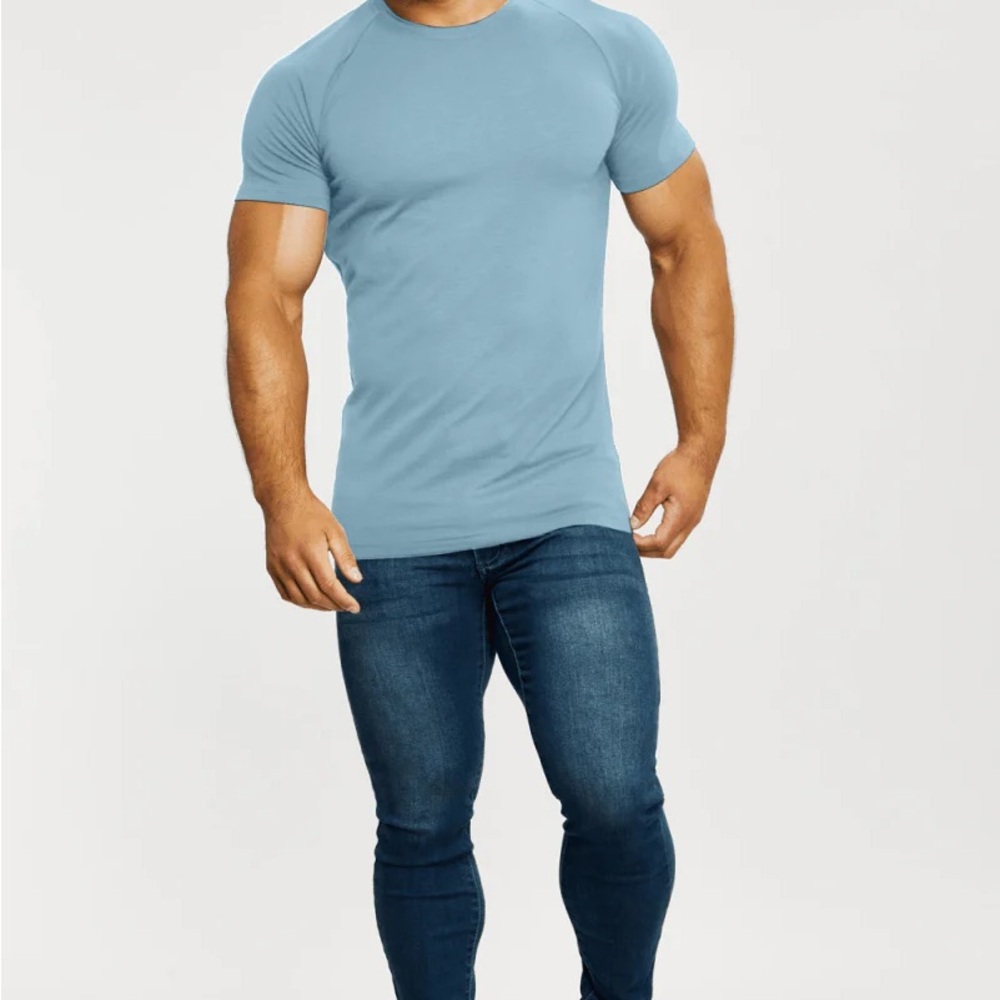 Tailored Athlete Muscle Fit Pastel Blue T-Shirt